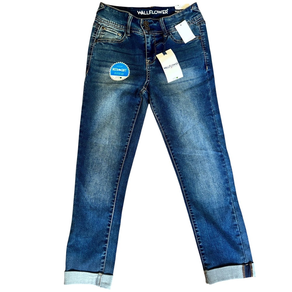 NWT WallFlower Ultra Fit Insta-Soft Crop Jeans Womens 5/27 Medium Wash